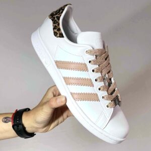 Adidas Stan Smith Personalizzate Rosa e Maculato Lacci Lurex Rosa