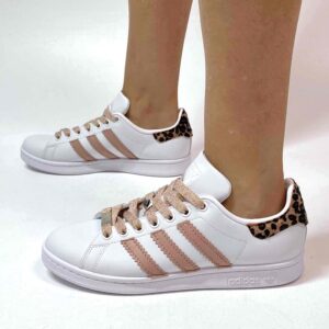 Adidas Stan Smith Personalizzate Rosa e Maculato Lacci Lurex Rosa