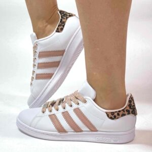 Adidas Stan Smith Personalizzate Rosa e Maculato Lacci Lurex Rosa