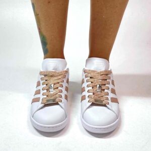 Adidas Stan Smith Personalizzate Rosa e Maculato Lacci Lurex Rosa