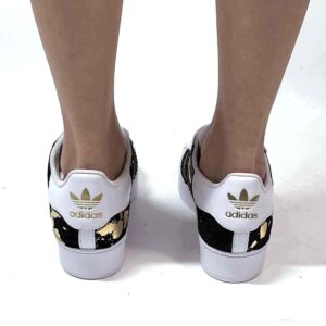 Adidas Superstar Bold Personalizzate Bande in Glitter Nero e Dettagli Oro