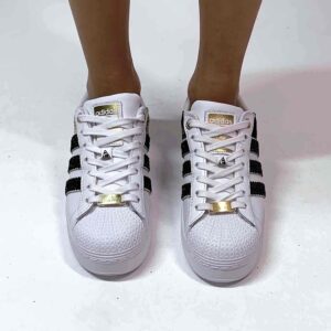 Adidas Superstar Bold Personalizzate Bande in Glitter Nero e Dettagli Oro