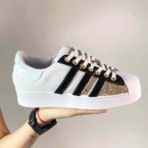 Adidas Superstar Bold Personalizzate Glitter Bianco Oro
