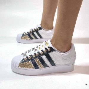 Adidas Superstar Bold Personalizzate Glitter Bianco Oro