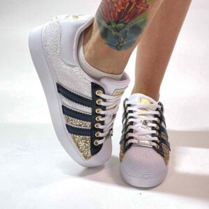 Adidas Superstar Bold Personalizzate Glitter Bianco Oro