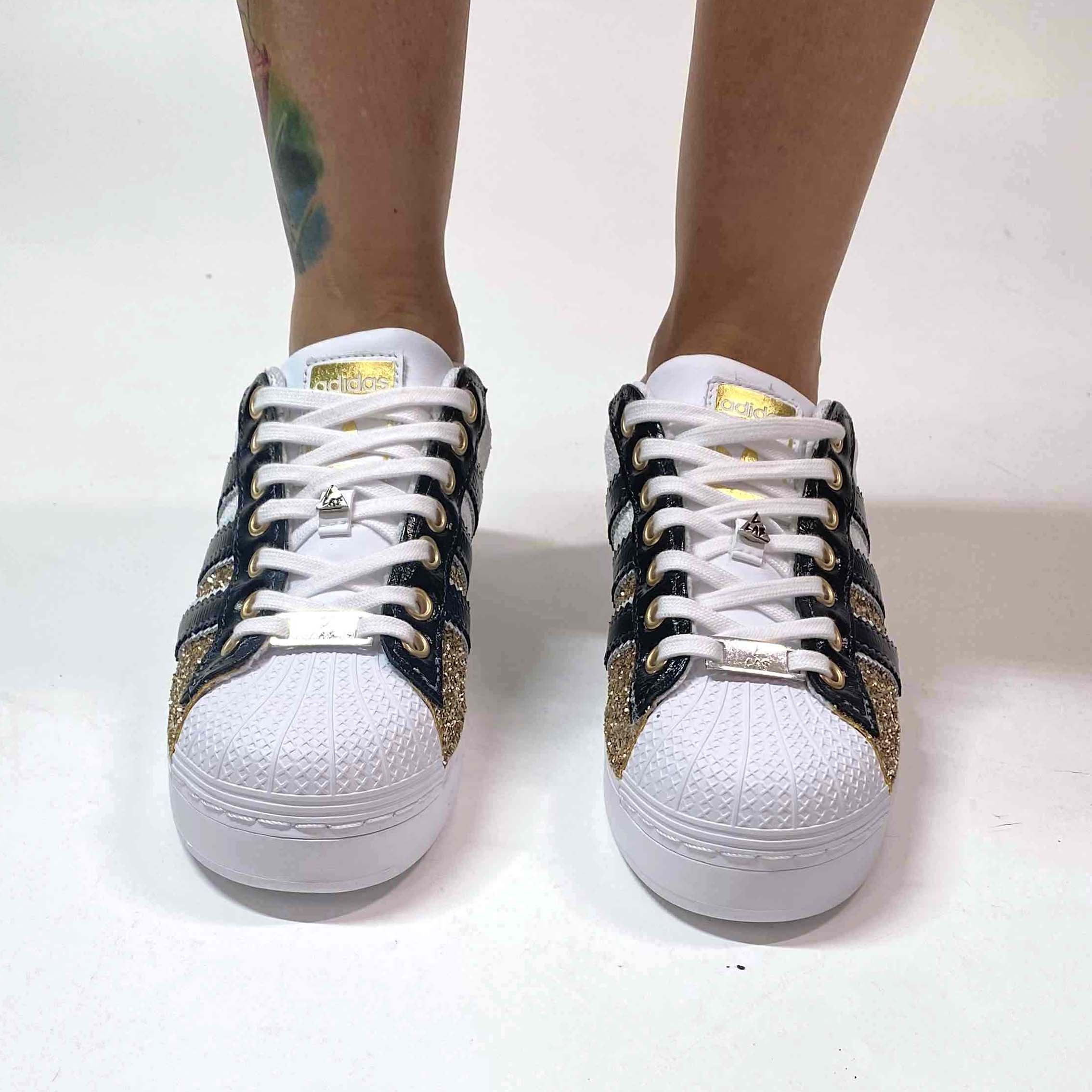 Adidas Superstar Bold Custom Glitter Bianco Oro LLab scarpe custom