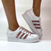 Adidas Superstar Bold Personalizzate Glitter Rosa e Lacci Strass