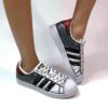 Adidas Superstar Personalizzate Cartoon Dipinte A Mano Grigio e Rosso