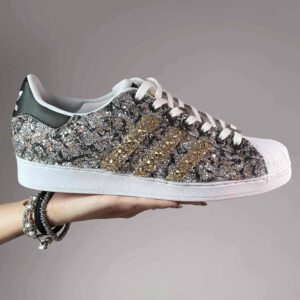 Adidas Superstar Personalizzate Glitter Oro Argento, Rosa e Borchie