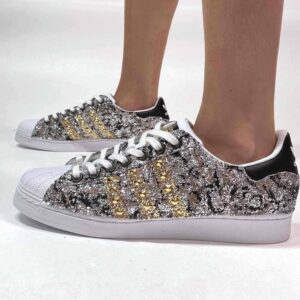 Adidas Superstar Personalizzate Glitter Oro Argento, Rosa e Borchie