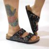 Birkenstock Arizona Personalizzate Base Nera Vernice Multicolor