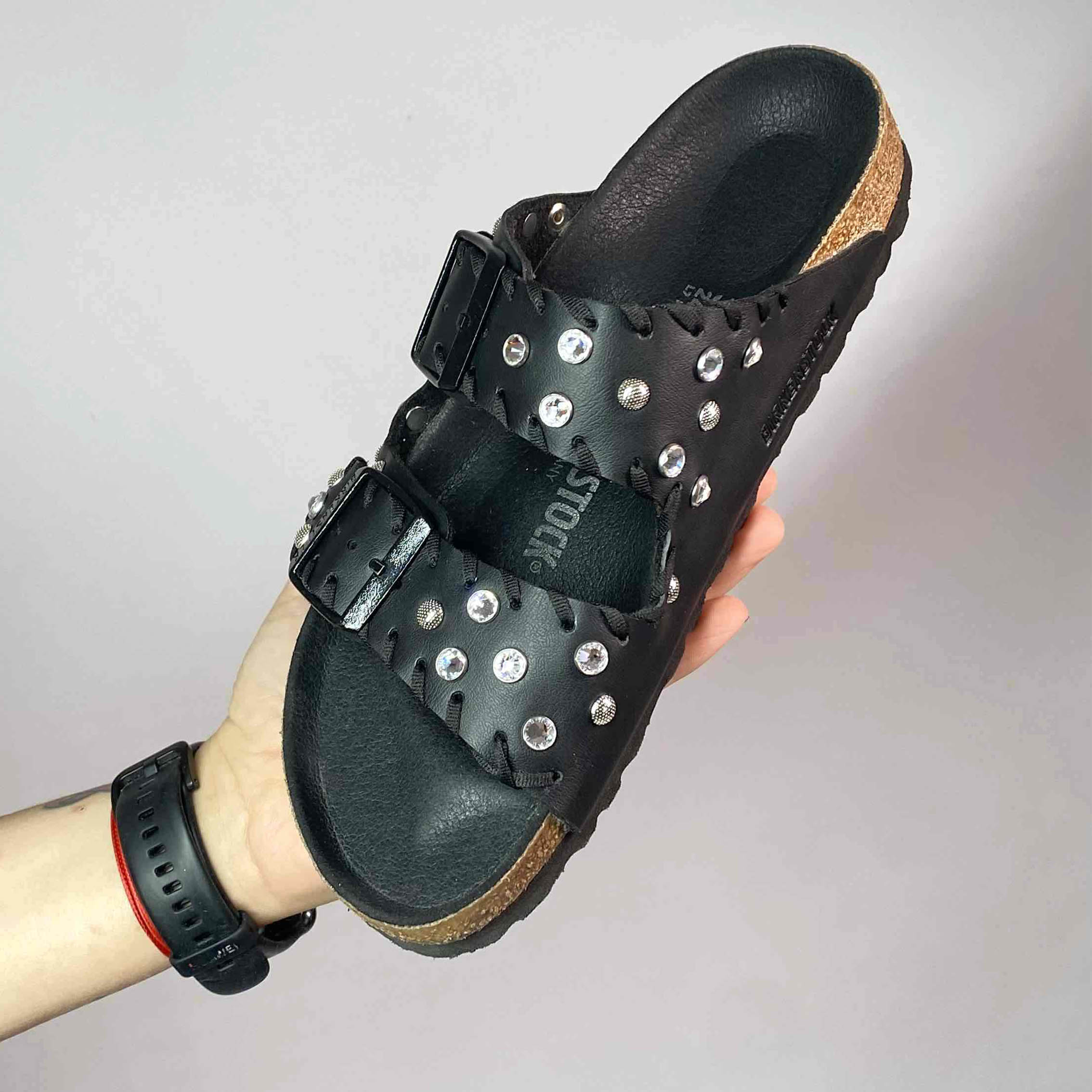 Birkenstock Arizona Personalizzate Total Nera con Strass