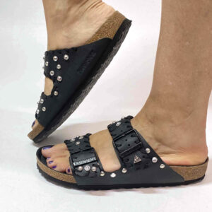 Birkenstock Arizona Personalizzate Total Nera con Strass