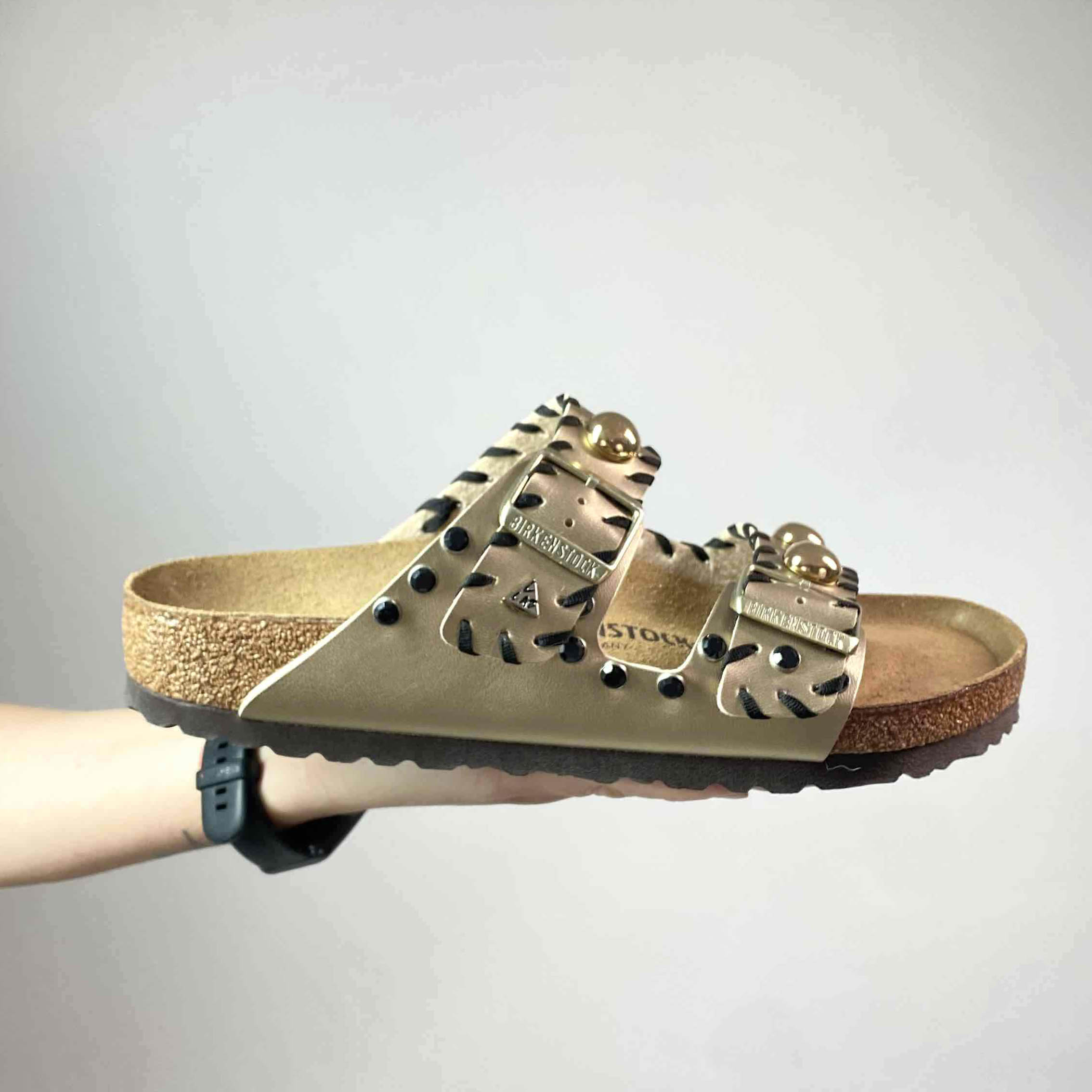 Birkenstock Arizona Oro Borchie e Strass LLab scarpe personalizzate