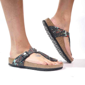 Birkenstock Gizeh Personalizzate Base Nera Vernice Multicolor