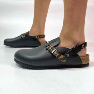 Birkenstock Kay SL Personalizzate Pelle Naturale Black inserti Leo e Borchie Oro