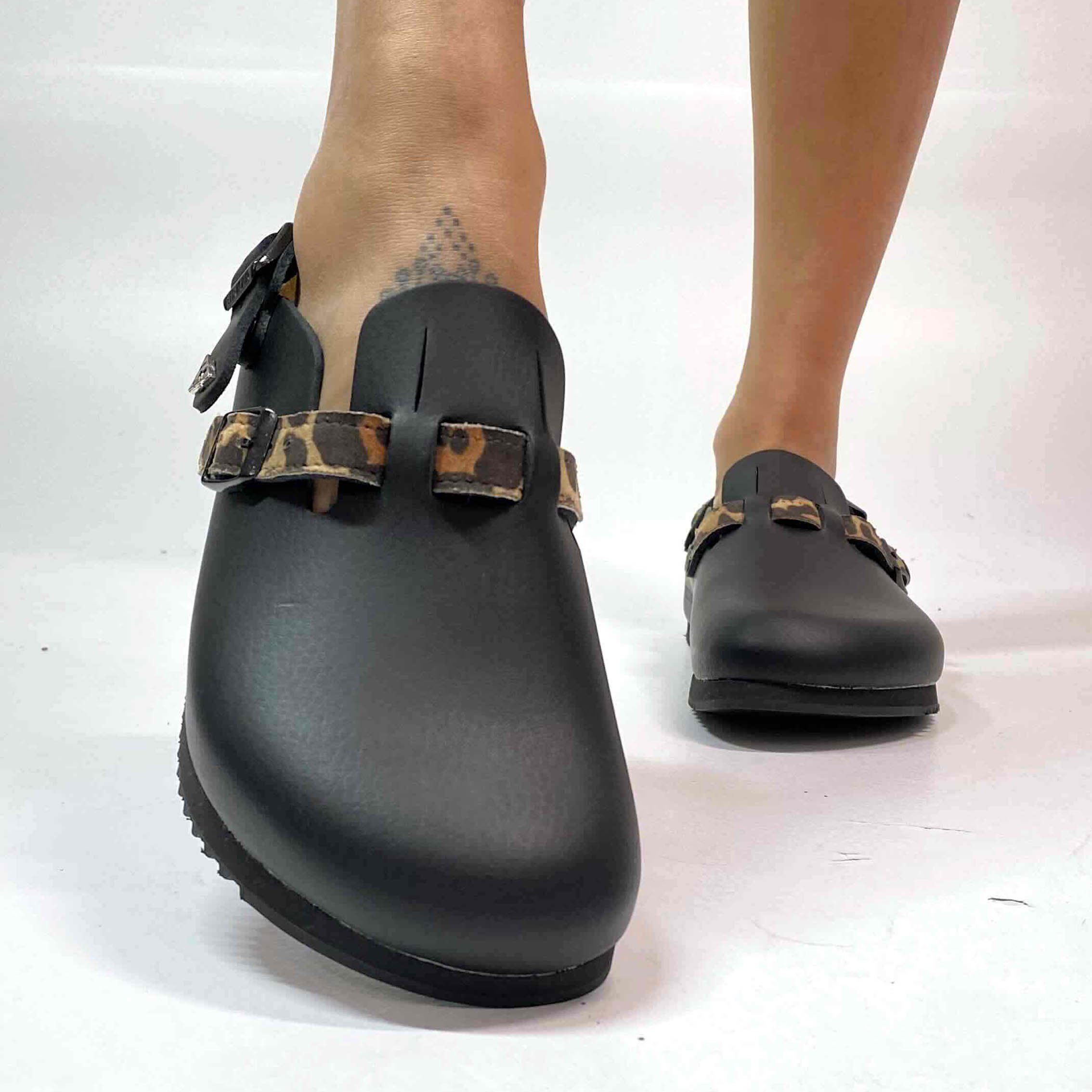 Birkenstock Kay SL Personalizzate Pelle Naturale Black inserti Leo e Borchie Oro