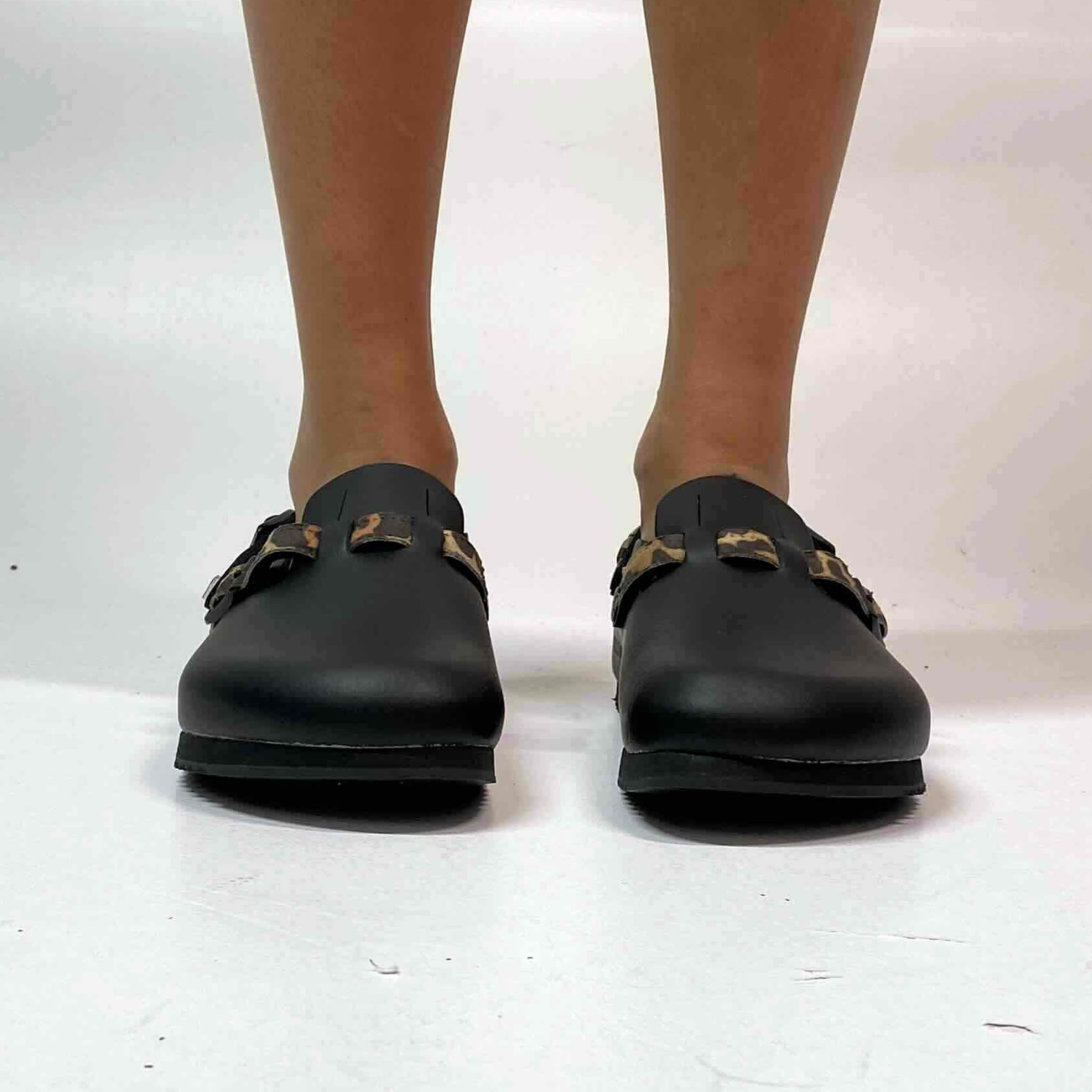 Birkenstock Kay SL Personalizzate Pelle Naturale Black inserti Leo e Borchie Oro
