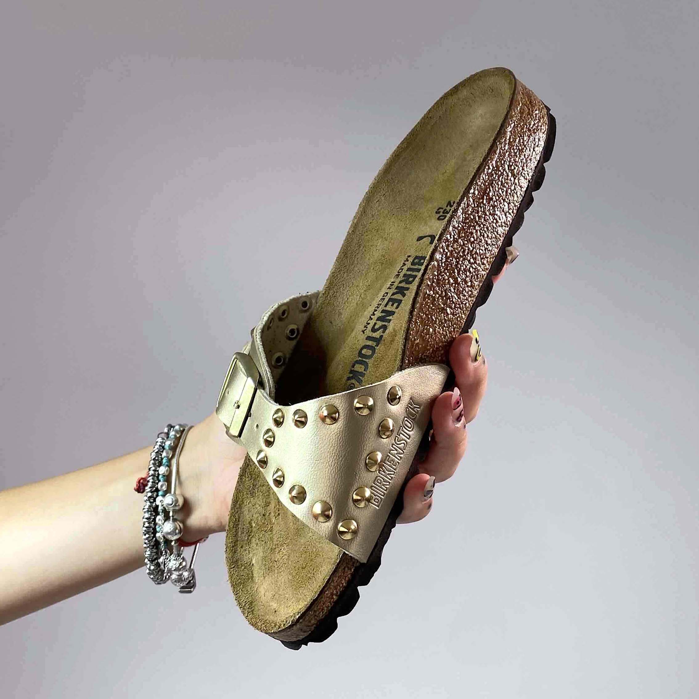 Birkenstock Madrid Personalizzate Base Oro, Borchie Oro