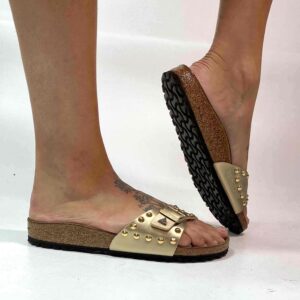 Birkenstock Madrid Personalizzate Base Oro, Borchie Oro