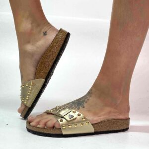 Birkenstock Madrid Personalizzate Base Oro, Borchie Oro