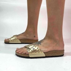 Birkenstock Madrid Personalizzate Base Oro, Borchie Oro