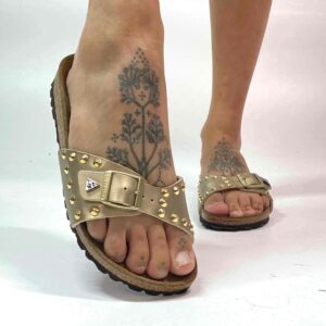 Birkenstock Madrid Personalizzate Base Oro, Borchie Oro