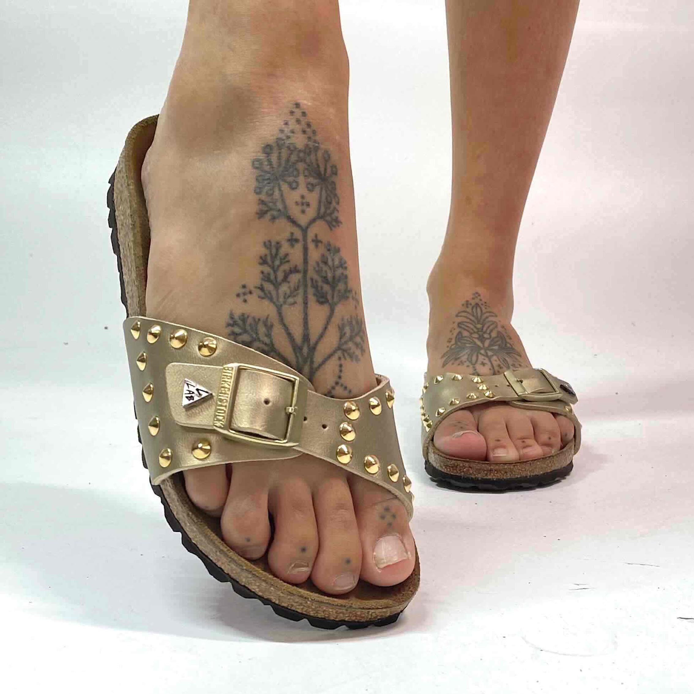 Birkenstock Madrid Personalizzate Base Oro, Borchie Oro
