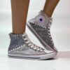 Converse All Star Personalizzate Glitter Argento e Multicolor con Borchie Diagon Alley
