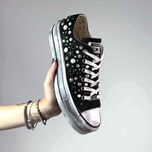 Converse All Star Custom Low Borchie Perle LLab scarpe custom