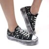 Converse All Star Personalizzate Platform Low Nere con Borchie, Perle, Strass e Sporcatura Vintage
