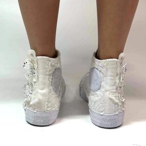 Converse All Star Personalizzate Sposa Farfalle, Perle, Strass, Pizzo e Lacci Raso