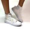 Converse All Star Personalizzate Sposa Farfalle, Perle, Strass, Pizzo e Lacci Raso