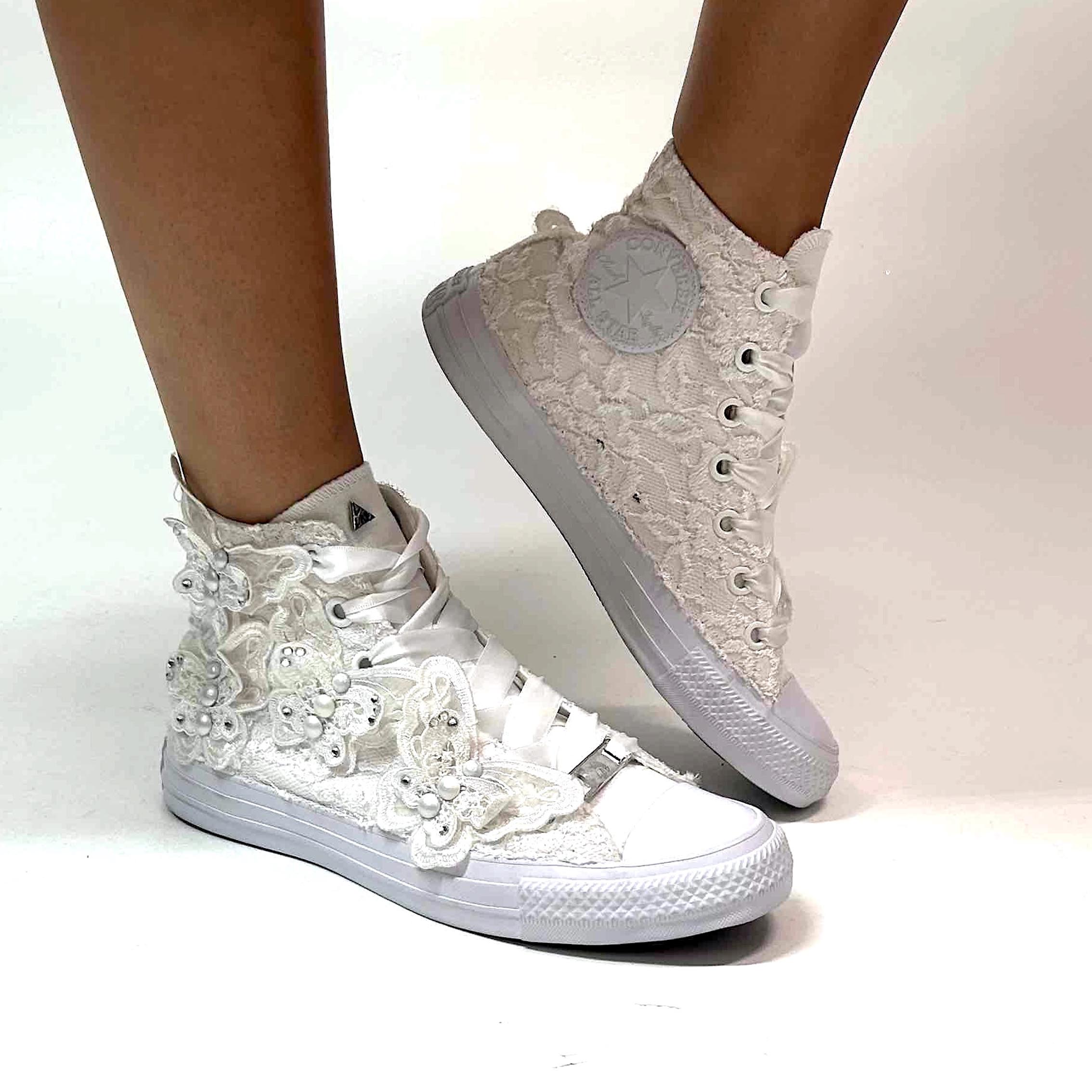 Converse Personalizzate Sposa Farfalle LLab scarpe custom