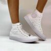 Converse All Star Personalizzate Sposa Laccetti Bianchi Raso e Macrame Con Occhielli Bianchi