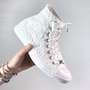 Converse All Star Personalizzate Sposa Laccetti Bianchi - White Lace