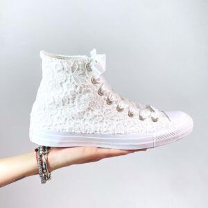 Converse All Star Personalizzate Sposa Laccetti Bianchi - White Lace