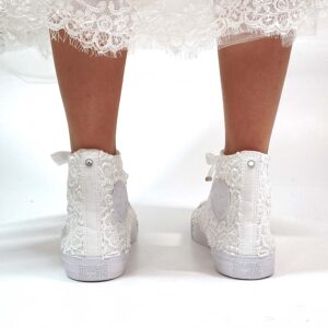 Converse All Star Personalizzate Sposa Laccetti Bianchi - White Lace