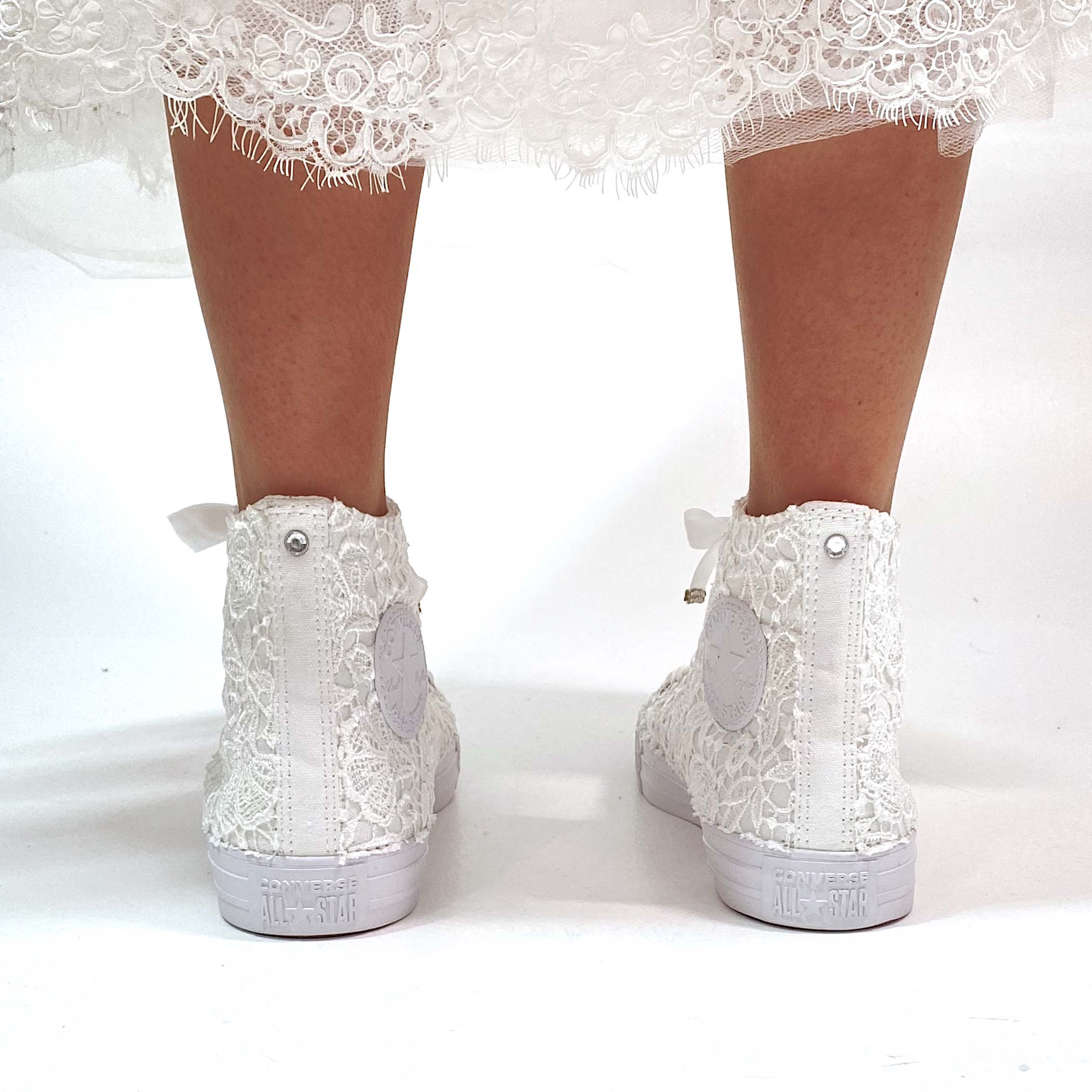 Converse All Star Personalizzate Sposa Laccetti Bianchi - White Lace