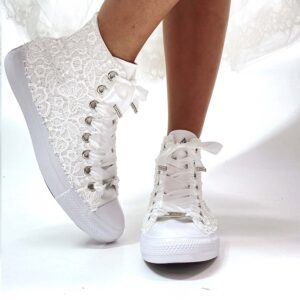 Converse All Star Personalizzate Sposa Laccetti Bianchi - White Lace