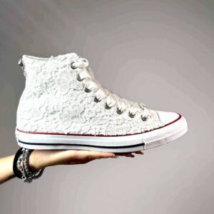 Converse All Star Personalizzate Sposa Laccetto Bianco