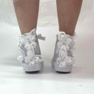 Converse All Star Personalizzate Sposa Lurex Argento e Farfalle