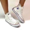 Converse All Star Personalizzate Sposa Pizzo, Paillettes, Raso, Puntale in Perle e Strass