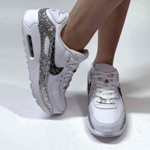 Custom Air Max Glitter Argento e Pepe Sale LLab Scarpe Custom