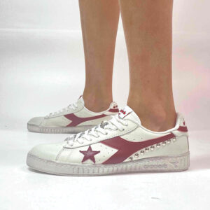 Diadora Personalizzate Game Leather Waxed Logo e Stella Bordeaux, Borchie Argentate