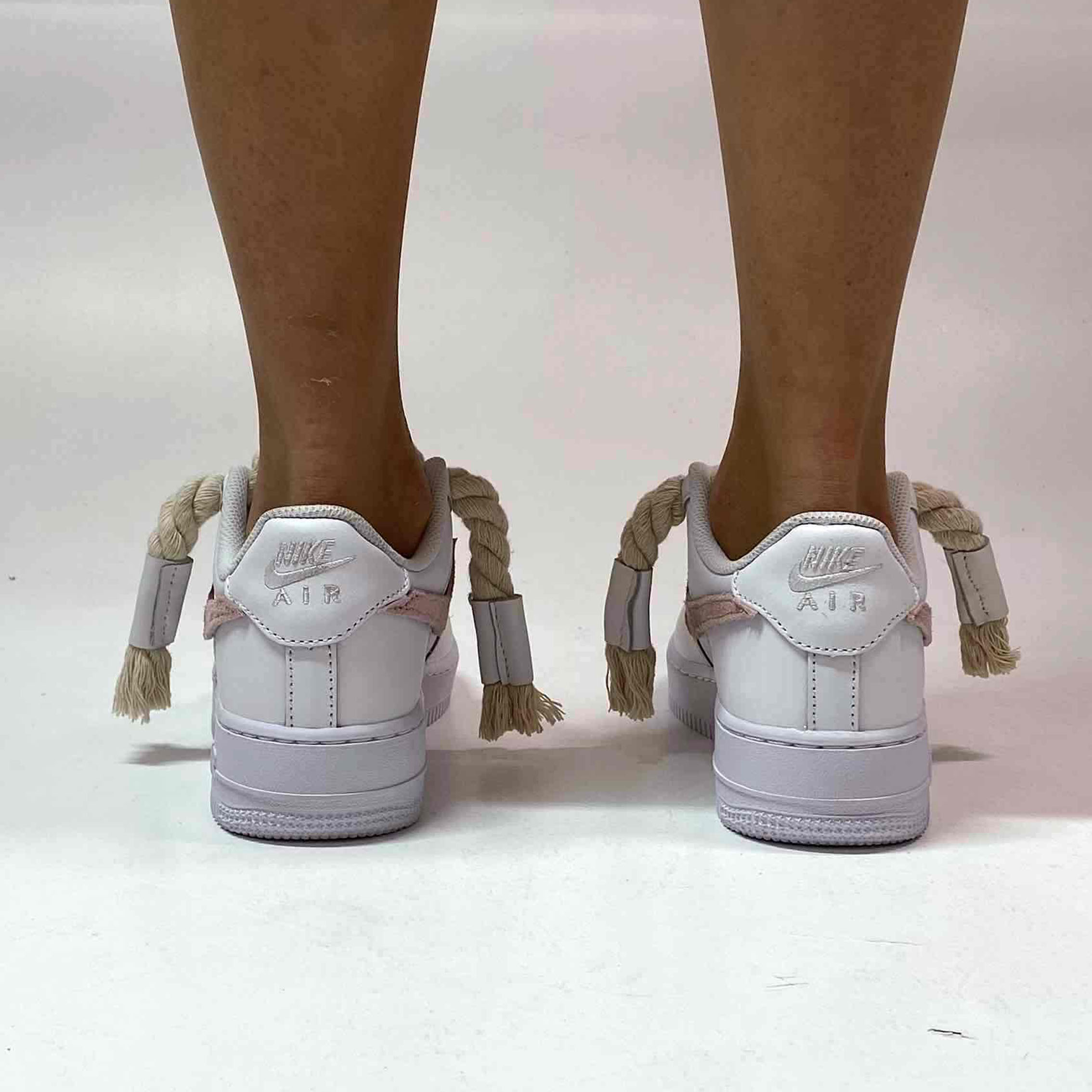 Scarpe personalizzate Nike Air Force 1 lacci di corda in cotone contorto  basso naturale tutte le taglie