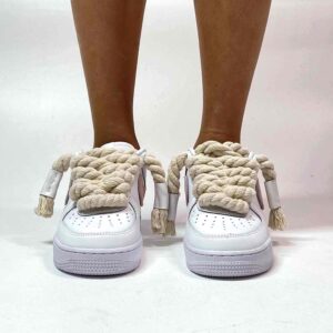 Nike Air Force 1 Custom Rope Lacci Corda e Swoosh Scamosciato Rosa