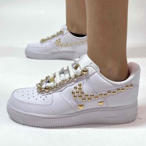 Nike Air Force 1 Shadow Custom Borchie e Catene Oro