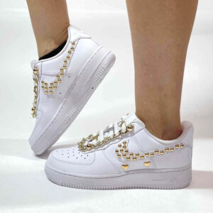 Nike Air Force 1 Shadow Custom Borchie e Catene Oro