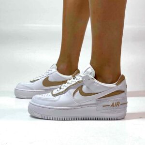 Nike Air Force 1 Shadow Custom Doppio Swoosh Beige Cucito A Mano